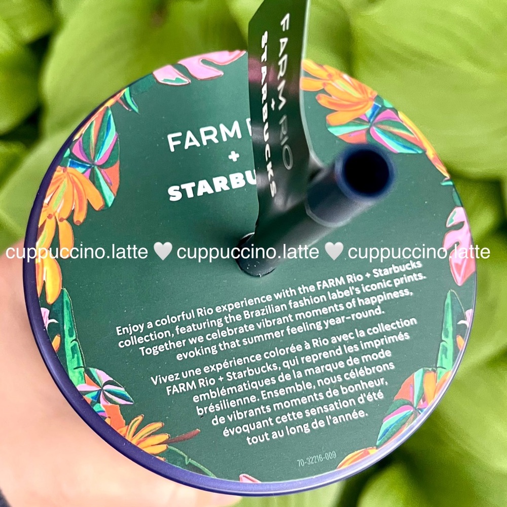 NWT🌴Starbucks x Farm Rio ‘Lenco Azulejo’ Blue & White Shades Tropical SS Tumbler - Picture 7 of 9